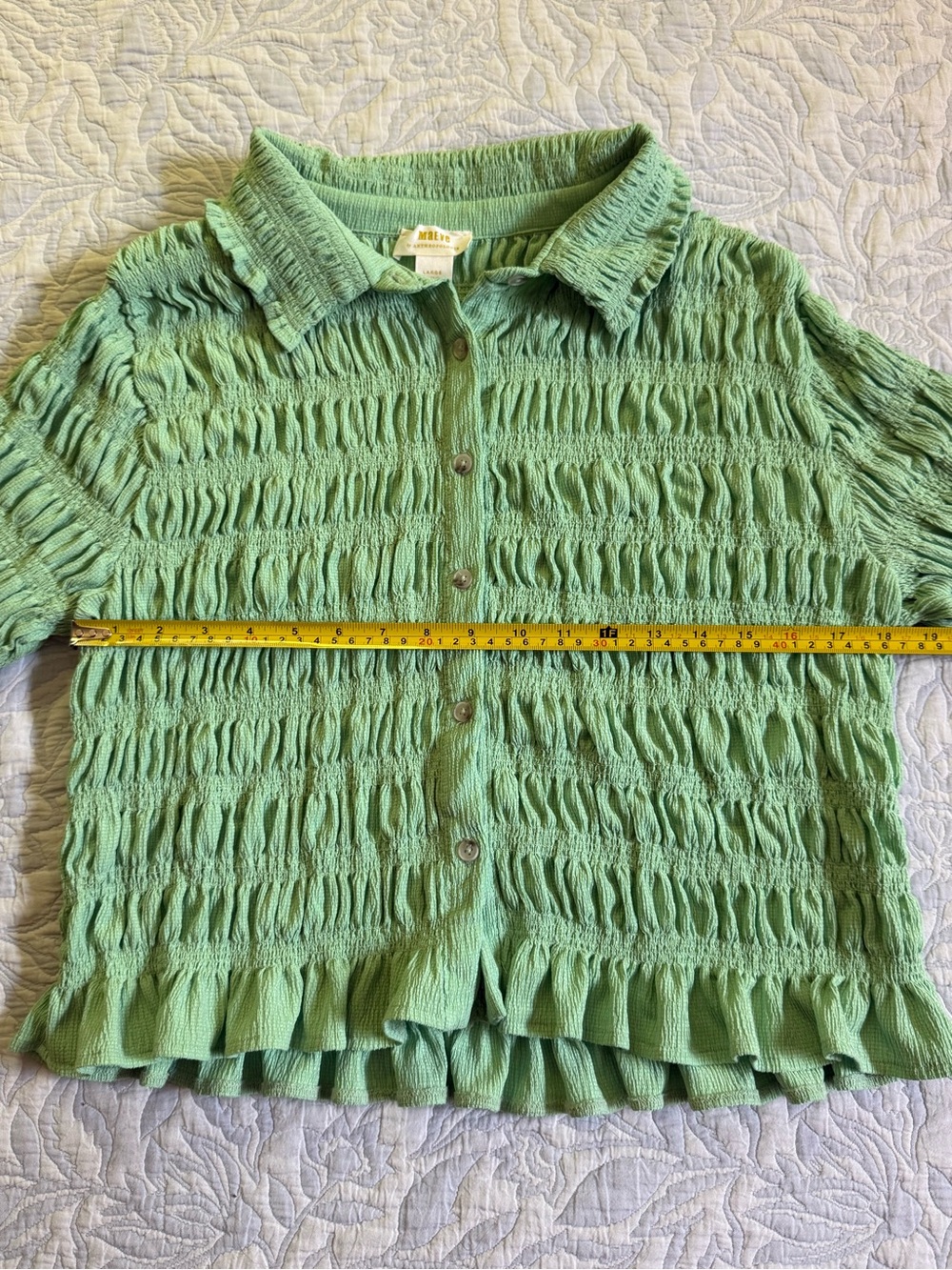 Maeve Green Textured Scrunch Button-Front Women's Summer Top
Anthropologie Sz Lg - Picture 10 of 12